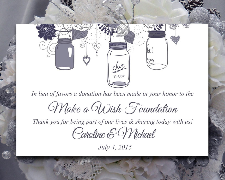Donations In Lieu of Wedding Favors - Sonal J. Shah Event Consultants, LLC.